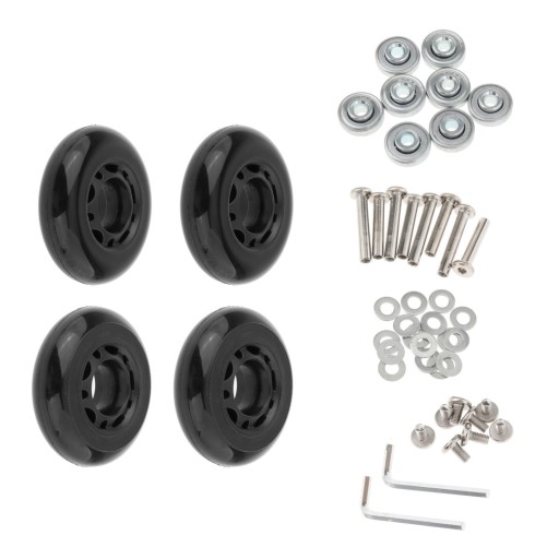 4x zapasowe wózki do walizki, metalowe regały obrotowe z PU 63X18mm