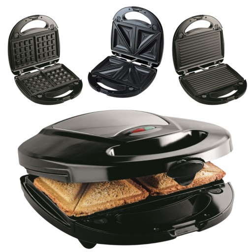 Elektryczny opiekacz 3w1 StarQ 810 W czarny TOSTY GOFRY GRILL
