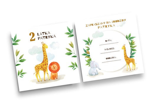 Zwierzątka, Safari - zaproszenia personalizowane,