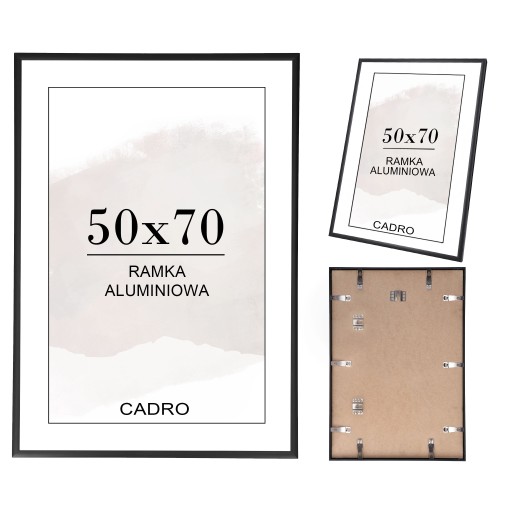 Ramka 50x70 ramki na zdjęcia B2 czarna aluminiowa