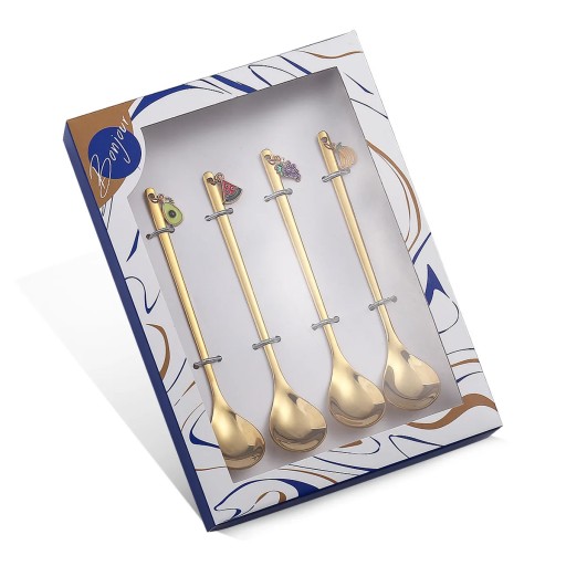 4 pcs Christmas Spoon Fork Set Elk Christmas Tree Tableware Stainless