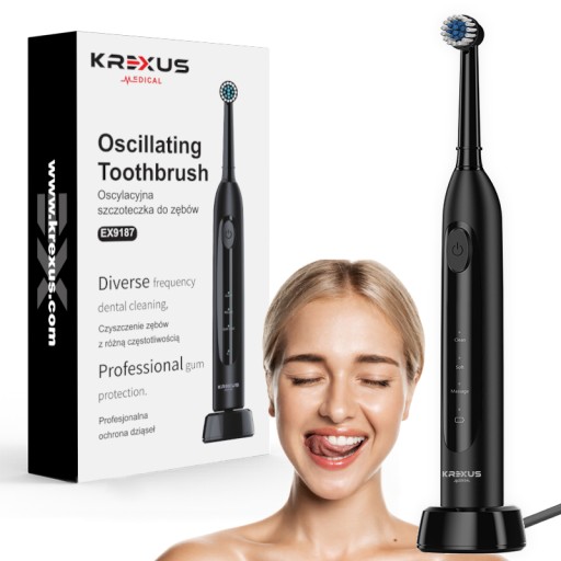 Szczoteczka do zębów elektryczna rotacyjna Krexus 3 tryby timer IPX7