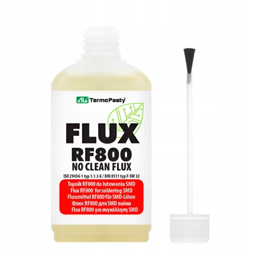 TOPNIK AG TERMOPASTY RF800 50ml NO-CLEAN PŁYNNY FLUX Z PĘDZELKIEM DO SMD