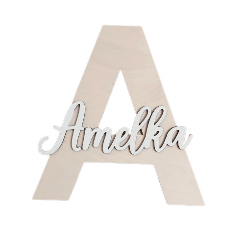 DREWNIANY NAPIS na ścianę LITERKA Z IMIENIEM 30cm