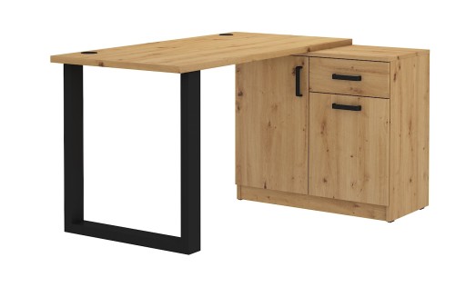 Nowoczesne Biurko Dąb Artisan narożne z szafką.