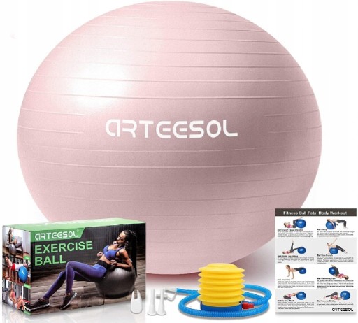 PIŁKA DO ĆWICZEŃ FITNESS RÓŻOWA 65CM