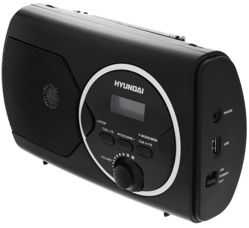 MAŁE ZGRABNE KUCHENNE RADIO PRZENOŚNE FM SIECIOWE + BATERIE USB LCD HYUNDAI