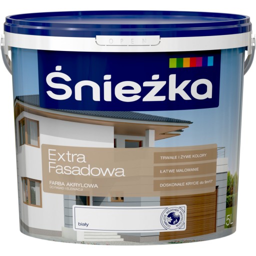 ŚNIEŻKA EXTRA FASADA FARBA ZEWNĘTRZNA BIAŁA 5L