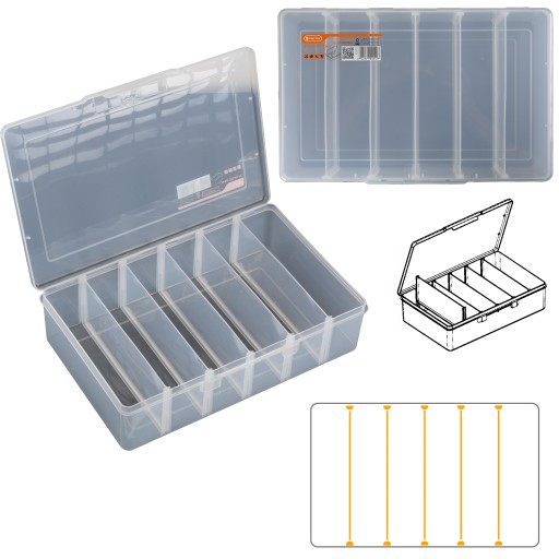 Pudełko plastikowe organizer na drobiazgi 6 sekcji 31x20 cm TACTIX