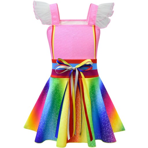 cosplay dziecięca fantazyjna nancy tęczowa sukienka B53-254