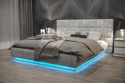 Łóżko Moon 160x200 LED RGB PILOT pojemnik stelaż
