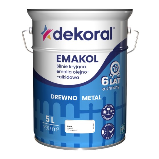 Dekoral SILNIE KRYJĄCA Emalia do drewna i metalu biały 5L