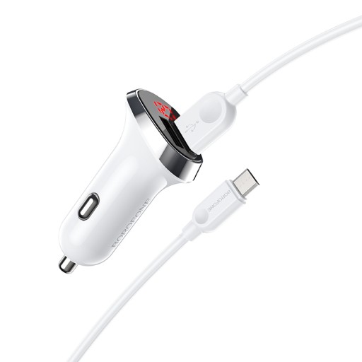Borofone Ładowarka samochodowa BZ15 Auspicious - 2xUSB - 2,4A z kablem USB
