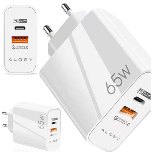 ŁADOWARKA SIECIOWA SZYBKA USB-A USB QC 3.0 65W USB-C PD TYP C DO TELEFONU