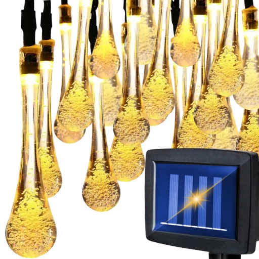 LAMPKI SOLARNE OGRODOWE ŚWIATEŁKA GIRLANDA SOPLE KROPLE NA TARAS 20 led