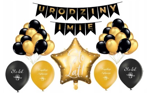 Zestaw Dekoracje Balony Urodziny Dowolne 10-99