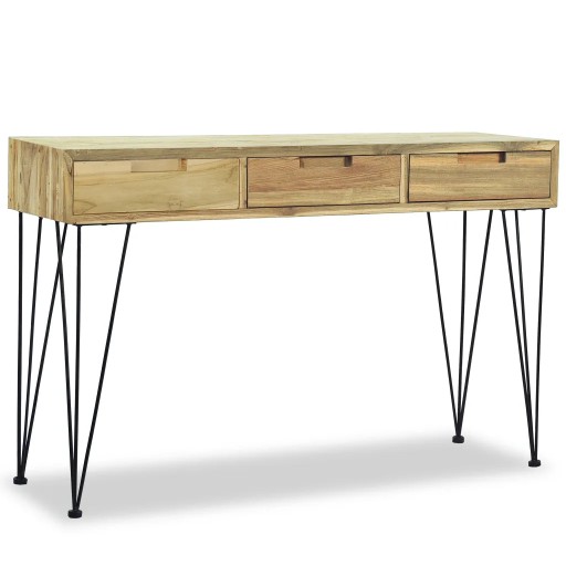 Stolik konsola, 120 x 35 x 76 cm, lite drewno tekowe