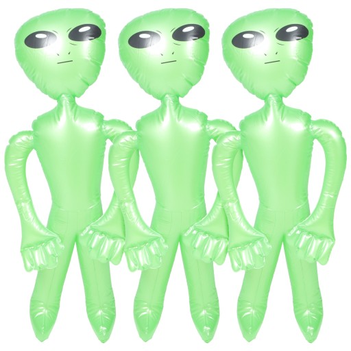 Dmuchany Balon Ufo Figurki Kosmitów Zielony 3 Szt