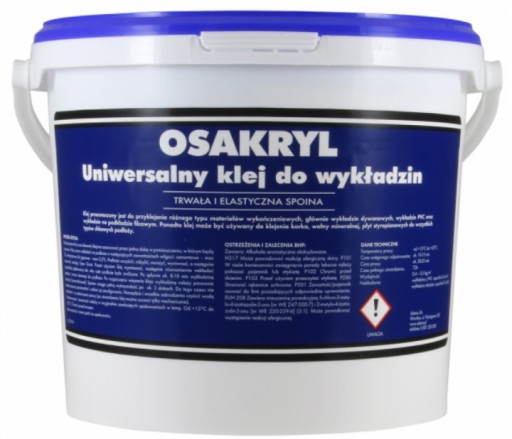 Klej do Wykładzin Podłogowych OSAKRYL Winyl Korek Styropian Filc PCV 7kg