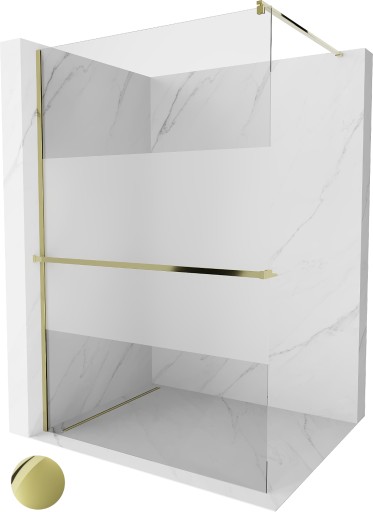 MEXEN KIOTO+ ŚCIANKA PRYSZNICOWA WALK-IN 70 x 200 CM Z PÓŁKĄ ZŁOTA