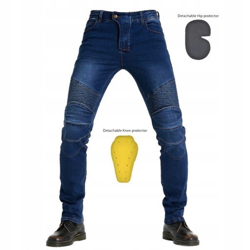 SPODNIE MOTOCYKLOWE BOJÓWKI MĘSKIE JEANSY KEVLAR