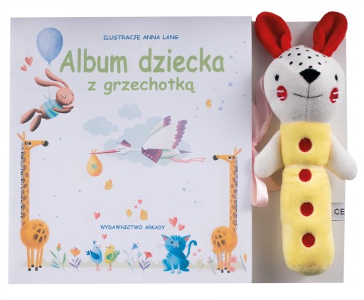 Album narodziny dziecka z grzechotką pamiątka