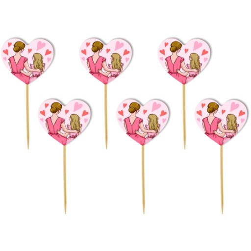 szpilki PIKERY muffinki MAMA dzień MATKI serca x6