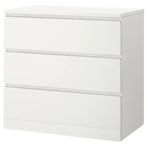 IKEA MALM Komoda, 3 szuflady, biały, 80x78 cm