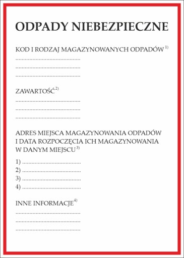 ODPADY NIEBEZPIECZNE etykiety naklejki 15x21 kod