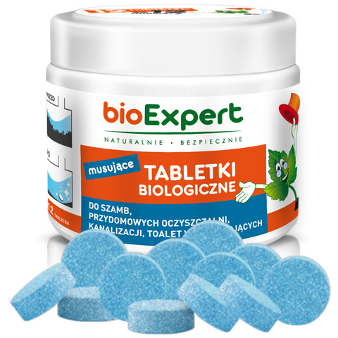 TABLETKI BIOLOGICZNE 12 SZTUK DO PRZYDOMOWYCH OCZYSZCZALNI SZAMB bioExpert