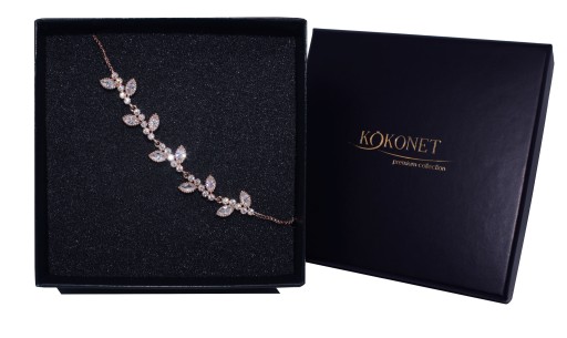 bransoletka DELIKATNE LISTKI rose gold ŚLUBNA
