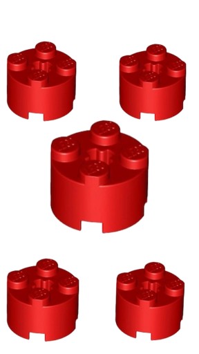 LEGO 5szt. Klocek okrągły Round Red czerwony 3941 Nowy