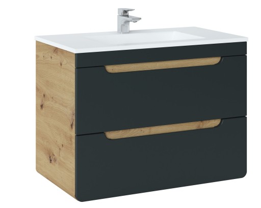 SZAFKA ŁAZIENKOWA Z UMYWALKĄ ARUBA 80CM CZARNY MAT