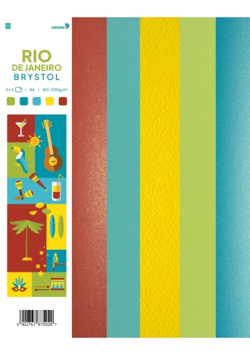 Karton brystol kolorowy zestaw Rio A4 25ark.