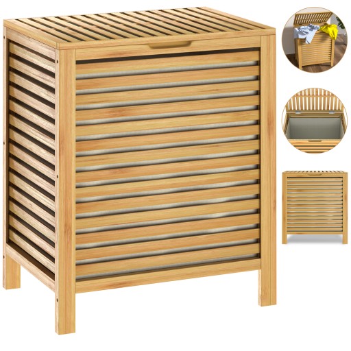 Kosz na pranie bambusowy 62L 51x36x61cm