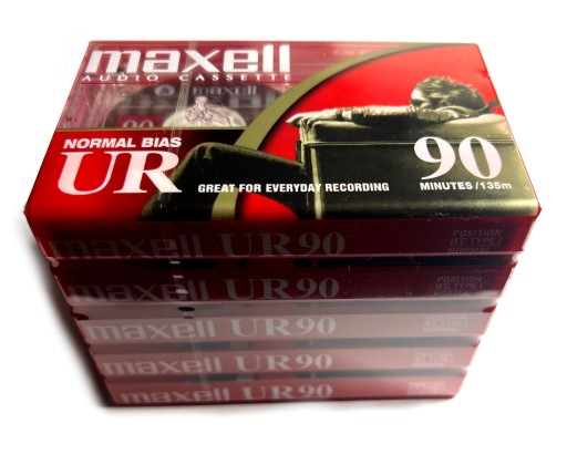 NOWA KASETA MAGNETOFONOWA MAXELL UR90 NORMAL BIAS UR 90 min 5 SZTUK