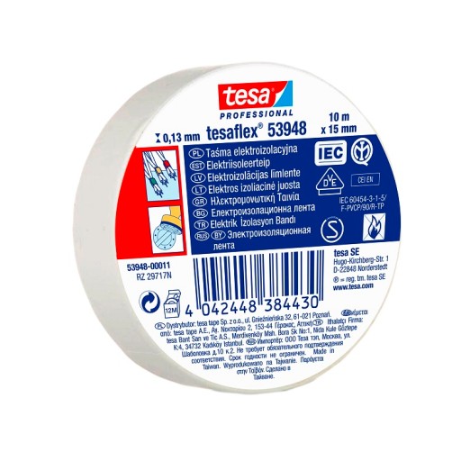 TESA Taśma elektroizolacyjna 5000V 20m:19mm biała