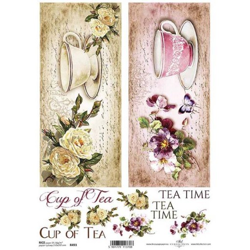 PAPIER RYŻOWY decoupage R0493 tea time filiżanki