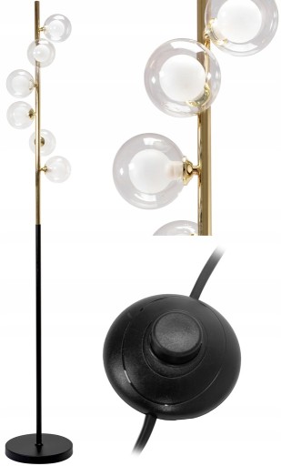 LAMPA STOJĄCA PODŁOGOWA NOWOCZESNA ZŁOTA GLAMOUR