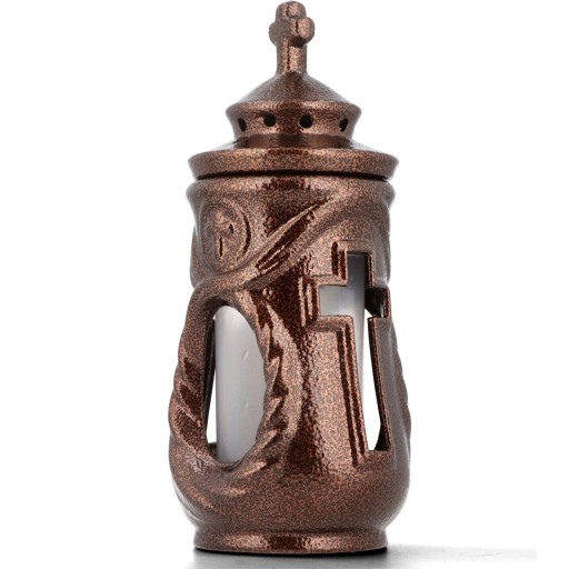 Znicz ceramiczny kapliczka kolor miedziany 32cm