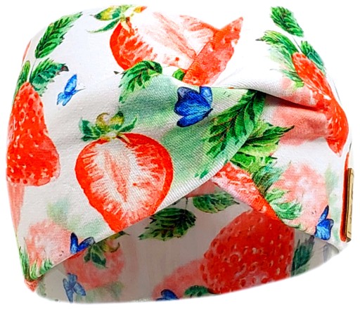 OPASKA NIEMOWLĘCA NA GŁOWĘ USZY DLA DZIEWCZYNKI 42-46cm STRAWBERRY