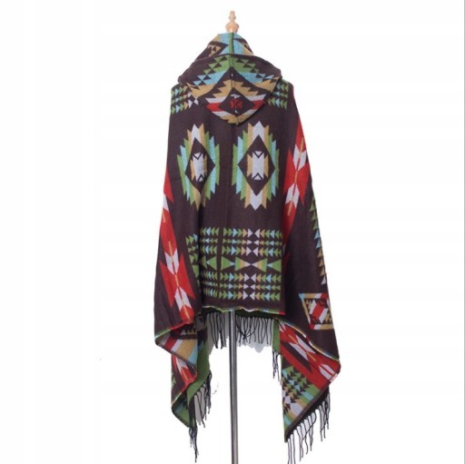 PONCHO PONCZO NARZUTKA AZTECKIE PERU KASZMIROWE