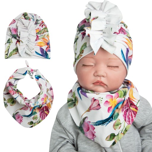 KOMPLET DRESOWY TURBAN I CHUSTKA koliberki 44-46