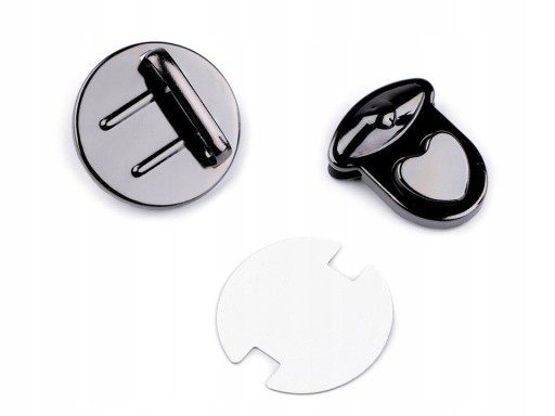 Zapięcie do torby torebki 30x32mm serce CZ. NIKIEL