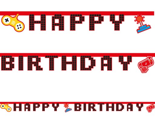 Baner urodzinowy GAMING PARTY game HAPPY BIRTHDAY