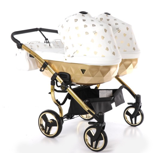 JUNAMA GLOW DUO wózek bliźniaczy 4w1 złoty