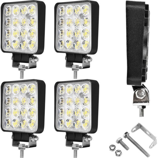 LAMPA ROBOCZA DIODOWA 16x LED HALOGEN 48W 12V/24V IP67 SZPERACZ ELEGANCKA