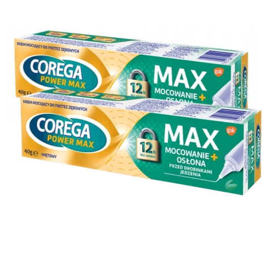 ZESTAW 2x Corega Power Max 40 g krem mocujący do protez zębowych miętowy