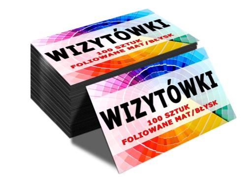 350g! WIZYTÓWKI 100szt FOLIA MAT/BŁYSK DWUSTRONNE