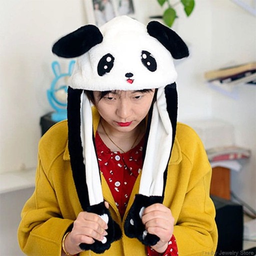 CZAPKA LED PANDA RUCHOME USZY STRÓJ